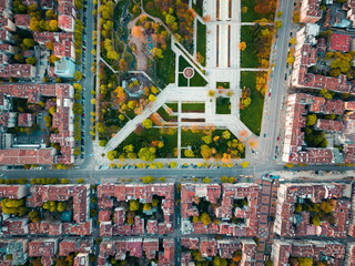 Aerial view of Memorial park in Sofia Bulgaria