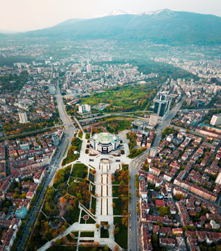 Aerial photo of National Palace of Culture in Sofia