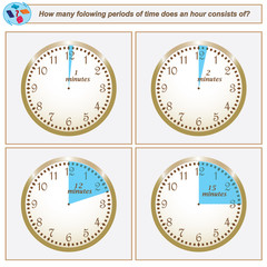 Naklejka premium Logical task. How many folowing periods of time does an hour consists of