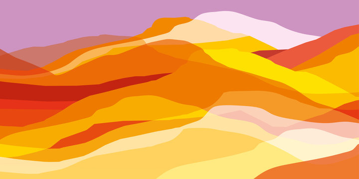 Color mountains, waves, abstract shapes, modern background, vector design Illustration for you project