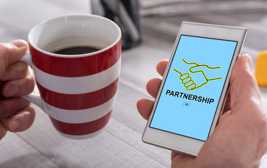 Partnership concept on a smartphone
