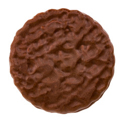chocolate cookie isolated on white background close up