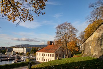 Autumn on the Akershus fortress Oslo Norway	