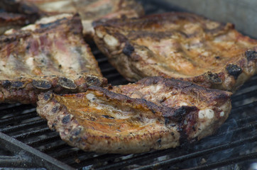 Ribs detail on the barbecue
