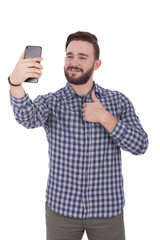 thumbs up taking a selfie
