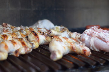 Grilled chicken on the coals