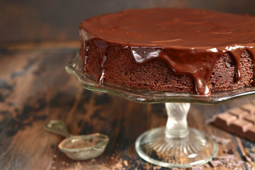 Chocolate cake (brownie),rustic style.