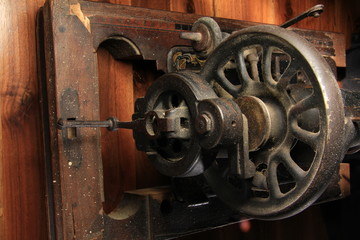 Old sewing machine closeup