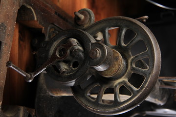 Old sewing machine closeup