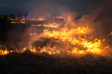 The big extensive fire in the field.