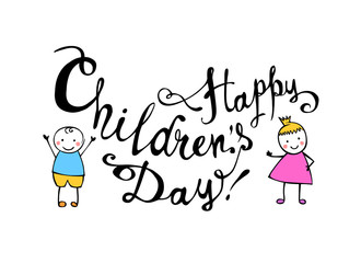 Naklejka premium Happy Children's day. June 1 holiday card