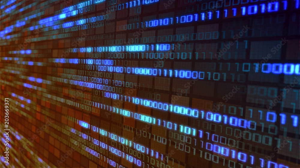 Wall mural binary code panel