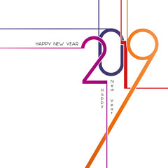 Happy New Year 2019, vector illustration