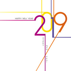 Happy New Year 2019, vector illustration