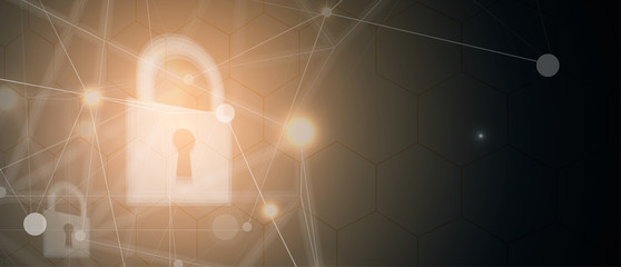 Naklejka premium Cyber security and information or network protection. Future technology web services for business and internet project