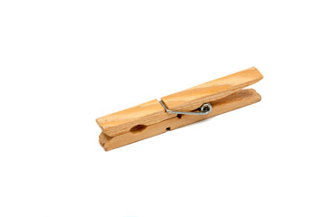 wooden clothes pegs isolated on the white