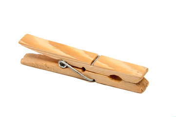 wooden clothes pegs isolated on the white