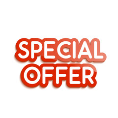 Special offer red colored banner on white background. Vector illustration.