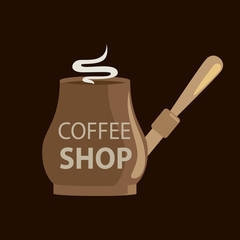 Coffee shop turk illustration. Emblem or logo. Vector illustration design.