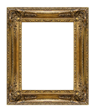 Old picture frame on white background, including clipping path