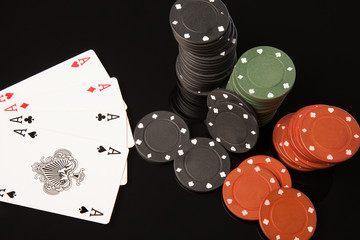 Poker chips and cards