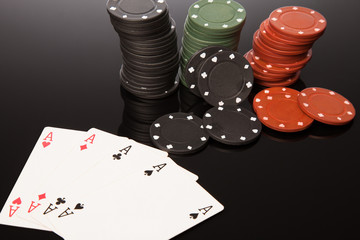 Poker chips and cards