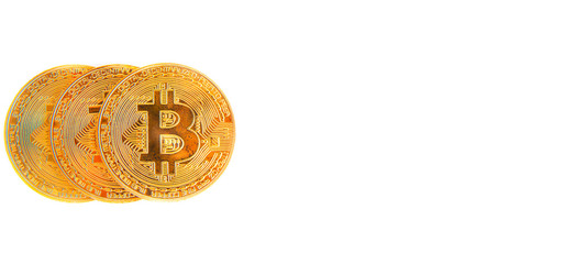 Bitcoin Banner Header - Gold Coin - Cryptocurrency with space for your own text - Concept