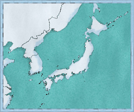Cartina del Giappone, Corea del Nord e Corea del Sud, cartina fisica Asia,  est-asiatico, cartina con rilievi e montagne e Oceano Pacifico, atlante,  cartografia Stock Illustration | Adobe Stock