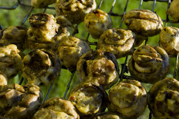 natural mushrooms on the grill