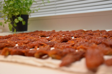 Detail view red dried tomatoes 