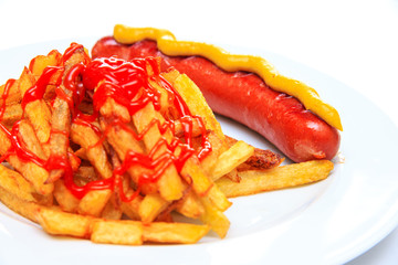 German Bratwurst With Fries