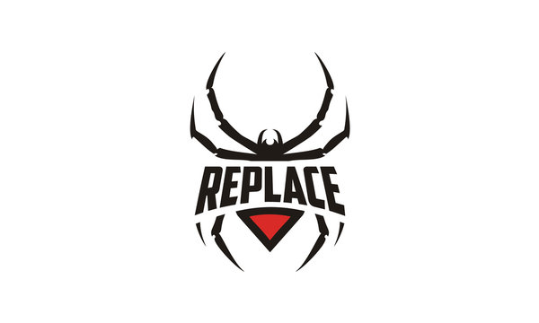 Silhouette Black Widow Spider Insect Arthropod Emblem Sport logo design 