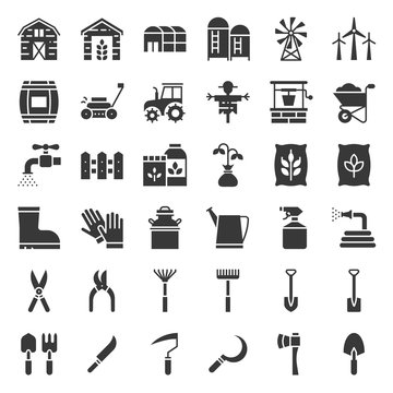 Farm and agriculture equipment, solid icon