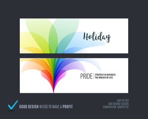 Fototapeta premium Abstract vector set of horizontal website banners with colourful flowers abstract shapes for web design.