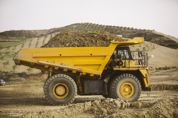 Big yellow mining truck.