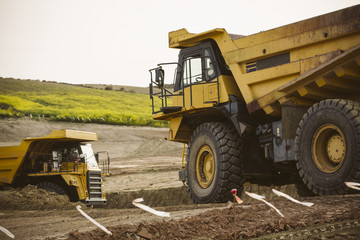 Big yellow mining truck.