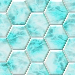 oppervlakte vloer marmer mozaïek patroon naadloze achtergrond hexacomb - blauw groene kleur