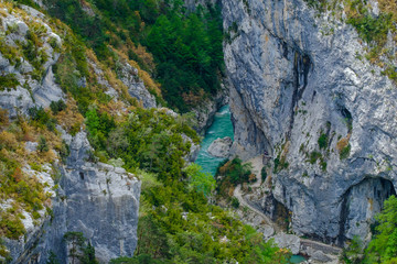 Vue sur les Gorges du Verdon depuis le point sublime, Alpes de Haute Provence, France. Printemps.