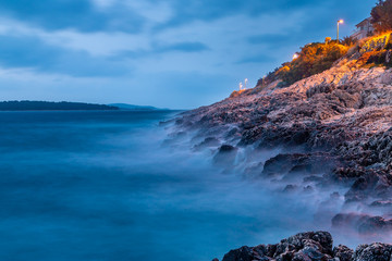 Stormy Sea Shore in Hvar, Croatia