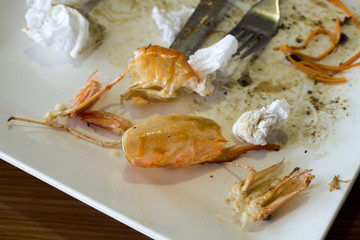 plate of food after eating shrimp