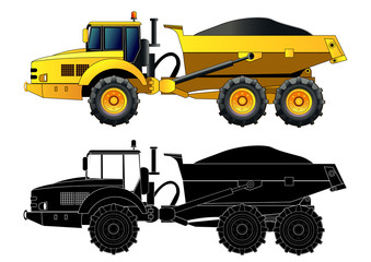 Dumper truck, vector illustration. Isolated