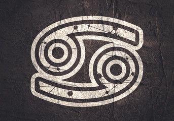 Zodiac symbol textured by connected lines with dots pattern. Sign of the Crab