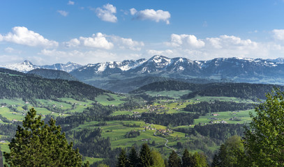 Fototapeta na wymiar Frühling in den Allgäuer Alpen,Bayerische Alpen,Deutschland,Oberstaufen