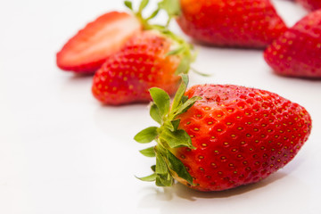 set of strawberries isolated on white
