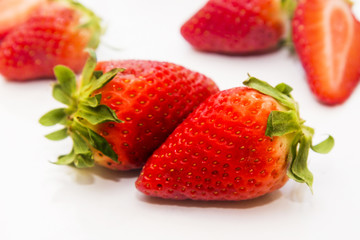 set of strawberries isolated on white