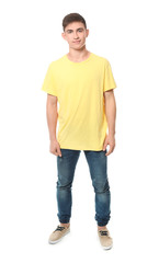 Fototapeta premium Trendy teenage boy on white background