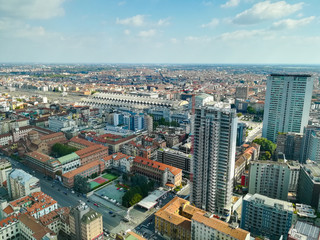 Fototapeta na wymiar Milan aerial view. Milano city, Italy