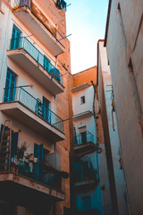 slum backyard at greece from the low angle view