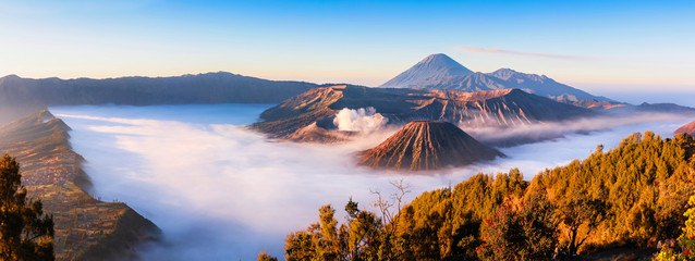 Panoramic of Mt.Bromo in Tengger Semeru National Park, East Java, Indonesia