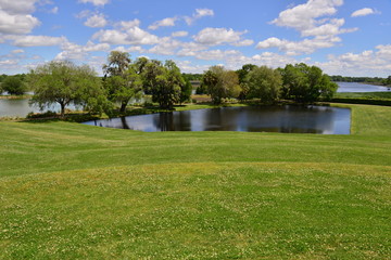 Gardens and a lake at an old Plantation in South Carolina
